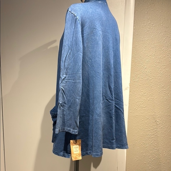 Blue Boxy 3/4 Sleeve  cardigan with Cuffed Neckline Jess and jane - Picture 13 of 16